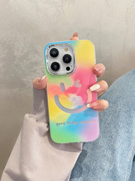 Colorful Gradient Smile Case For iPhone 15 14 13 12 11 Pro Max