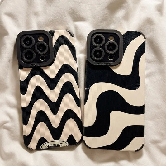 Fashion Zebra Stripe Case For iPhone 15 14 13 12 11 Pro Max XR 8 7 Plus