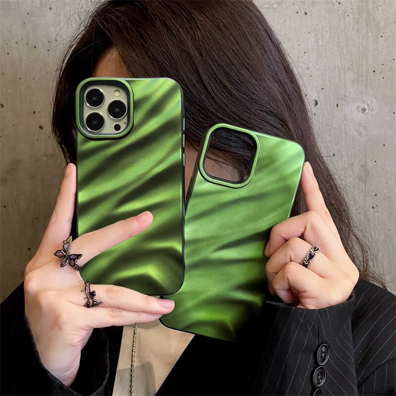 Matte Green Texture Case For iPhone 14 13 12 11 Pro Max